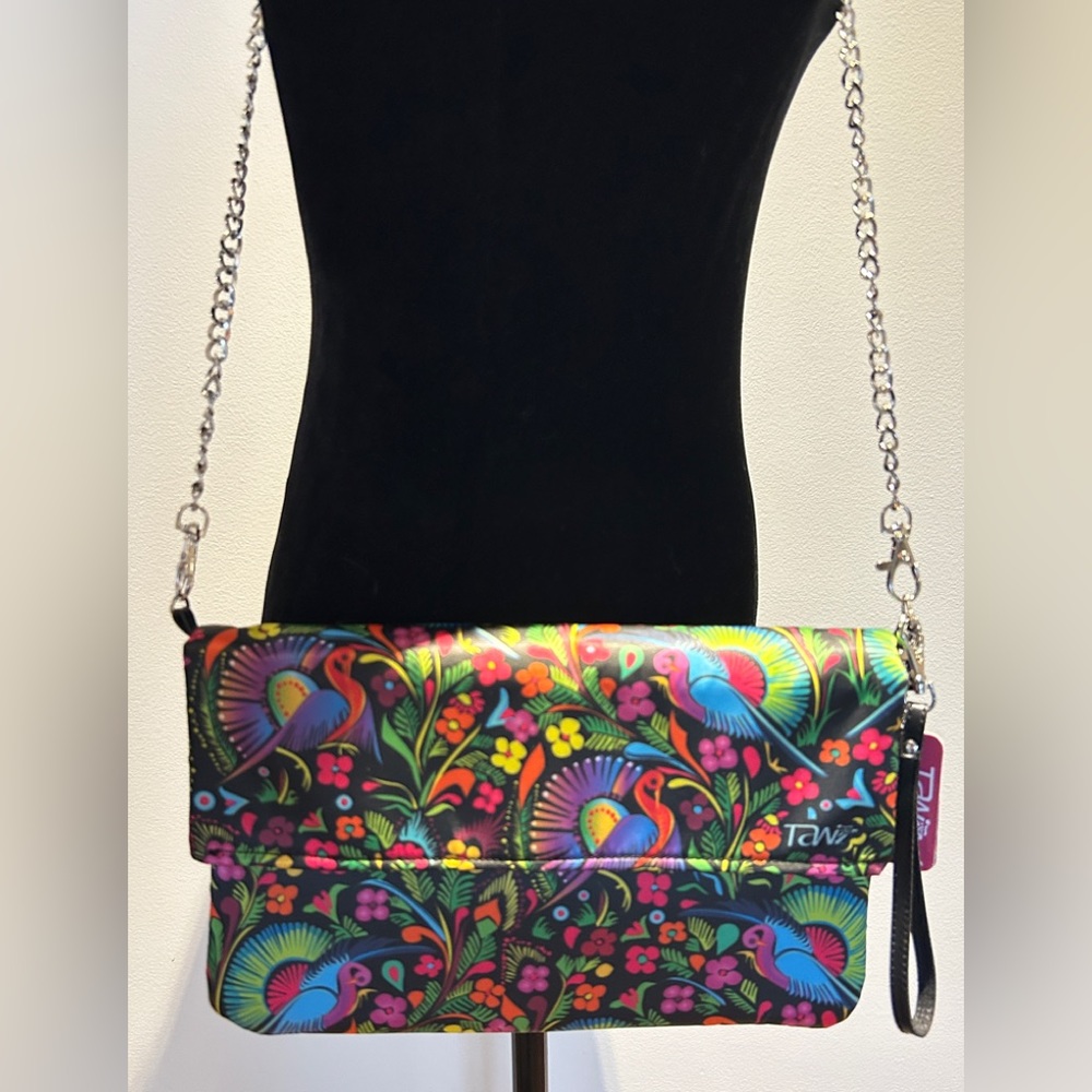 TAWI Colourful Handbag or Clutch With  Long Chain Strap From Mexico NWT